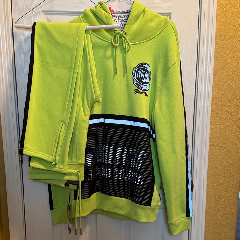 Black Pike Explore Neon Yellow Men's Hoodie and Jogger Set
